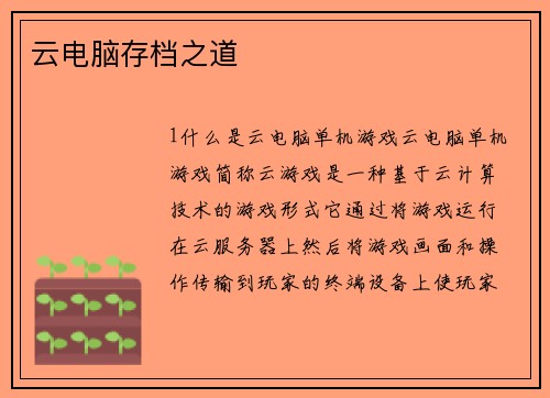 云电脑存档之道